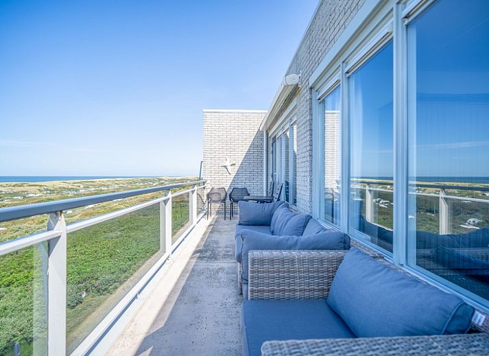 Blick auf das Meer vom Wohnzimmer des Appartements Juliana 156 Zeezicht, De Koog, Texel.