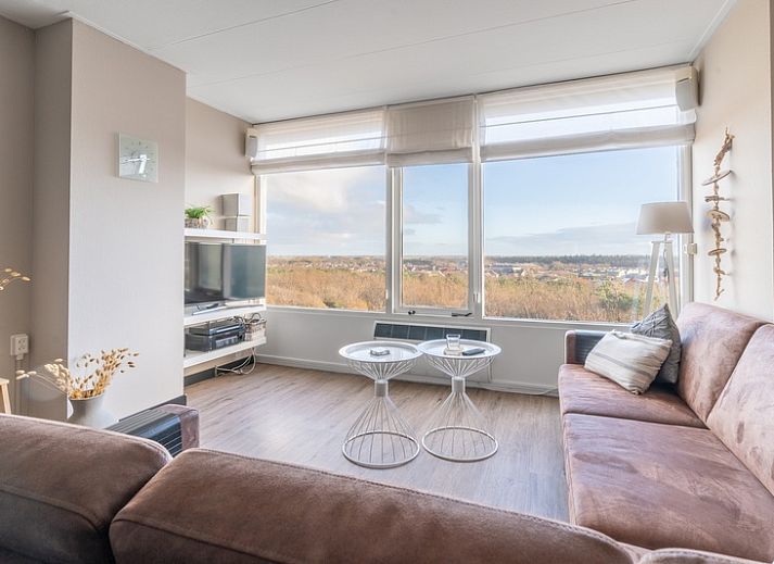 Wohnzimmer mit Panoramablick in Apartment Juliana 174 Eilandzicht, De Koog, Texel.