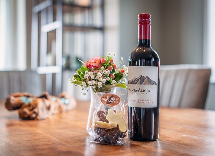 Landhaus-Ferienhaus in De Koog, Texel, mit einem schoenen Weg und gruener Umgebung.