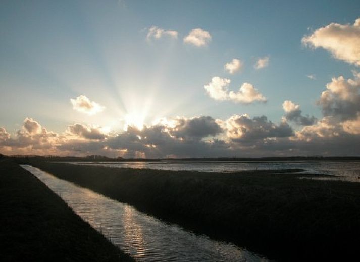 Gezellige keuken in De Kemphaan: Bungalow, De Waal, Texel met uitzicht op de tuin.