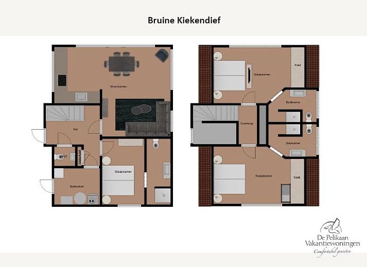 Voll ausgestattete Kueche im Ferienhaus Bruine Kiekendief, Den Burg Texel, mit Holzverkleidung.