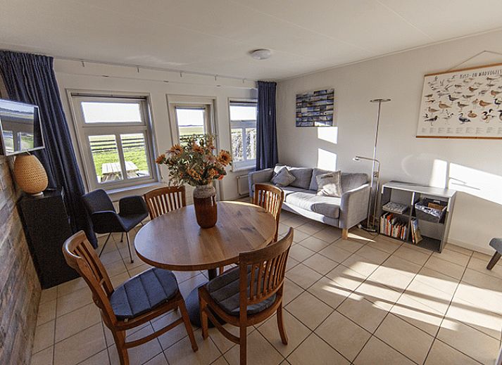 Aerial view of Holiday home in Oosterend, Texel. Beautiful view of sea and nature around the vacation home.