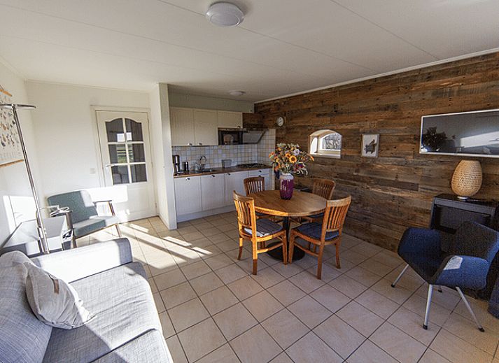 Aerial view of Holiday home in Oosterend, Texel. Beautiful view of sea and nature around the vacation home.