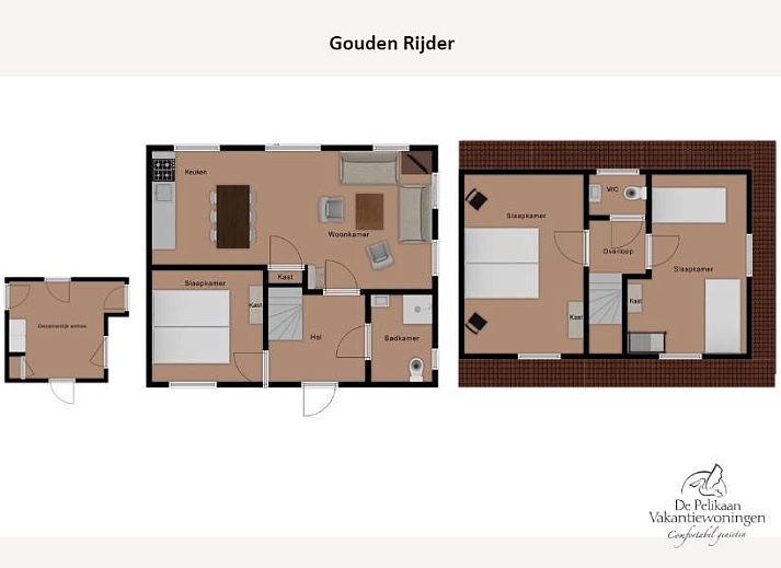 Open kitchen and dining area in Gouden Rijder vacation home, Oosterend, Texel for a cozy meal.