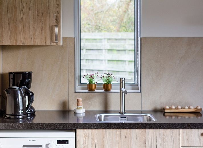 De Triaan vakantiewoningen in Zuid-Eierland, Texel, offers a charming vacation home with wooden facade and spacious garden.