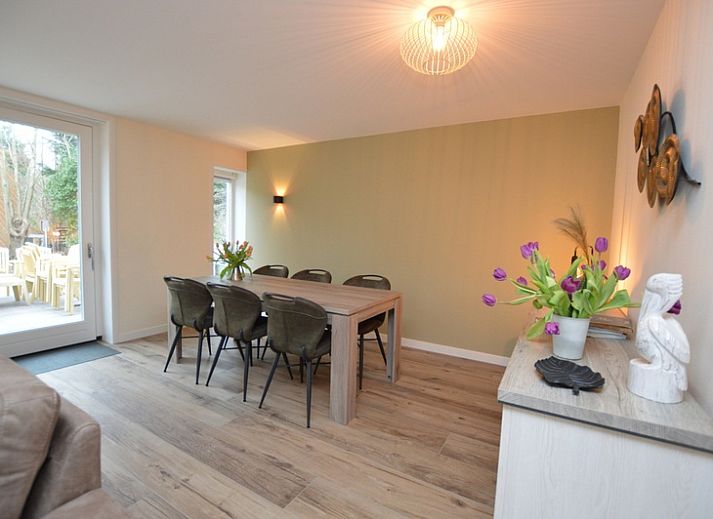 Gemuetliches Wohnzimmer im Ferienhaus De Nagtegaal 23, De Dennen, Texel, mit moderner Einrichtung.