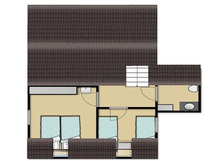 Modern kitchen in Holiday home Gortersmient 356, De Dennen, Texel. Fully equipped for a comfortable stay on the Wadden Islands.