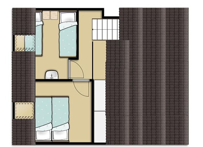 Gemuetliches Wohnzimmer und Kueche im Ferienhaus Gortersmient 282, De Dennen, Texel, ideal fuer einen gemuetlichen Aufenthalt auf den Watteninseln.