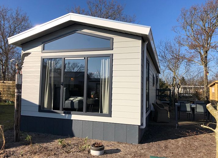 Gemuetliches Wohnzimmer im Ferienpark de Bremakker - Bosveld 121, De Dennen, Texel mit komfortabler Einrichtung und Blick auf die Natur.