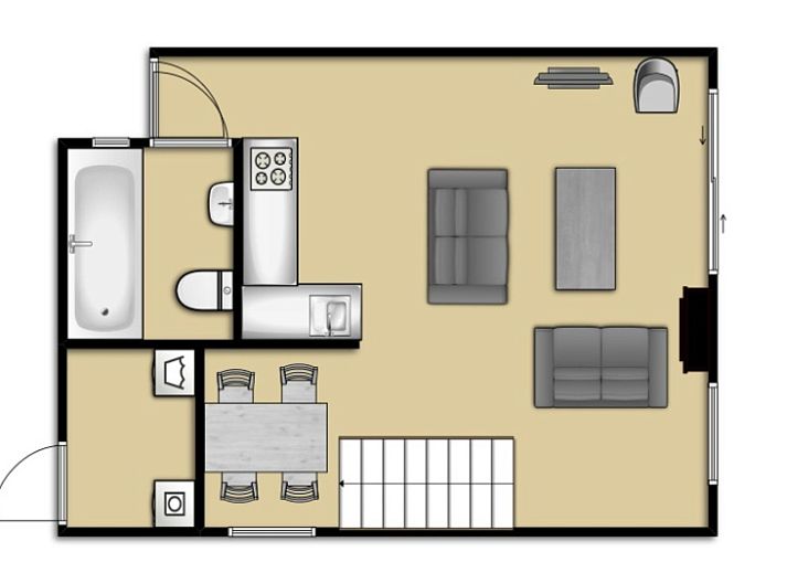 Moderne Kueche im Ferienhaus Gortersmient 234, De Dennen, Texel mit allen Annehmlichkeiten fuer einen komfortablen Aufenthalt.
