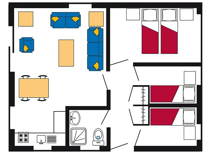 Type 2 - 6 persoons vakantiehuis in De Dennen, Texel met zonnige tuin en wandelpad.