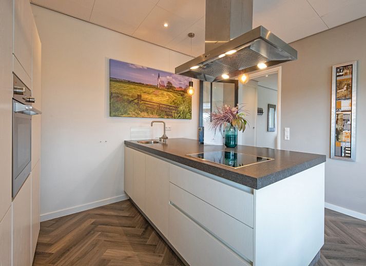 Stijlvolle woonkamer met uitzicht bij Appartement Bos en Duin 01 in De Dennen, Texel.