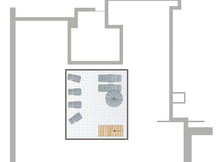 Cozy living room in 6-person penthouse 6LP, West-Terschelling, overlooking nature.