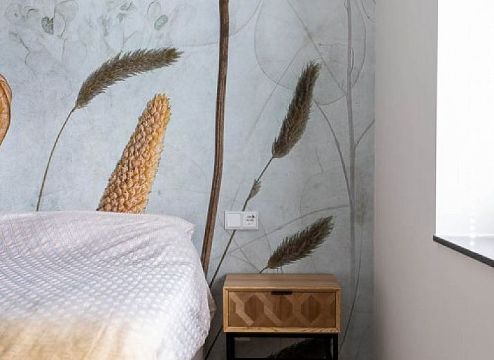 Kind speelt op trampoline bij vakantiehuis MIEKIE in Buren, Ameland, omringd door bomen.