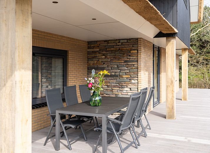 Schommel in de tuin van vakantiehuis MIEKIE in Buren, Ameland, ideaal voor kinderen.