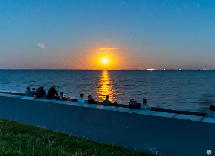 Comfortable living room with open kitchen in Holiday home in Buren Ameland.