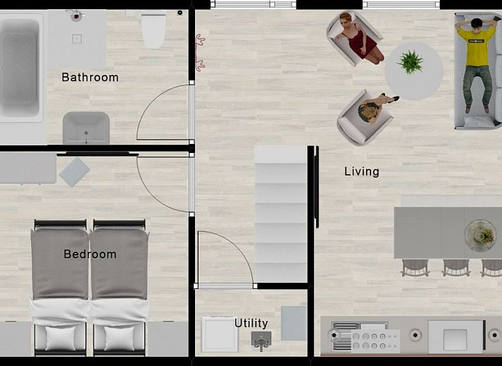 Gemuetliches Wohnzimmer im Ferienhaus Onder de Pannen! in Hollum, Ameland.