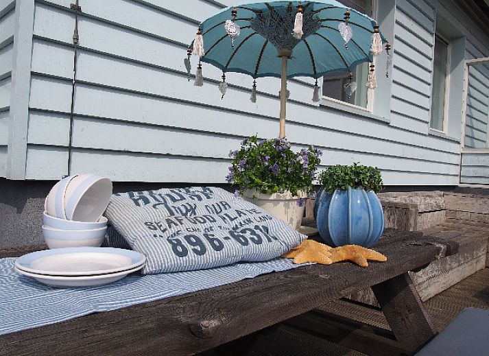 Vakantiehuis Zout in Buren, Ameland met rieten dak en tuin.