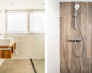 Spacious bathroom with shower and sink in vacation home Type D Kikkertstraat, De Cocksdorp, Texel, for luxurious comfort.