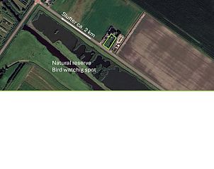 Luftaufnahme der Umgebung des Ferienhauses in De Cocksdorp, Texel, Watteninseln mit Naturschutzgebiet.