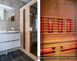 Wellnessbereich mit Sauna im Chalet Typ Vuurtoren de Luxe, De Cocksdorp, Texel fr ultimative Entspannung.