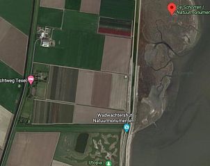 Satellite image of the location of Cottage in De Cocksdorp, Texel, surrounded by nature reserves.