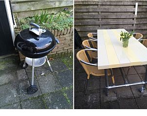 Barbecue and outdoor furniture at De Duinputter vacation home in De Koog Texel for cozy evenings.