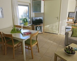 Ess- und Sitzecke im Bungalow 't Luwe Land 49, De Koog, Texel.