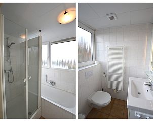 Modernes Badezimmer im Ferienhaus Kierewiet, De Koog, Texel mit Dusche und Badewanne, ideal fr Entspannung auf den Watteninseln.