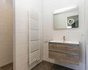 Stylish bathroom in Villa 37a, De Koog, Texel, vacation home with modern sink and spacious shower.
