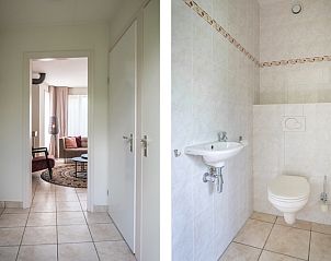 Eingang und Toilette von Bungalow 31 in De Koog, Texel, mit moderner Einrichtung fr einen angenehmen Aufenthalt auf den Watteninseln.