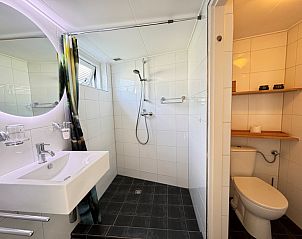 Sunny terrace of Texel D vacation home in De Koog, Texel with cozy dining area and green plants.