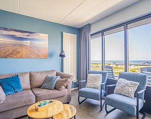 Blick auf das Meer vom Wohnzimmer des Appartements Juliana 156 Zeezicht, De Koog, Texel.