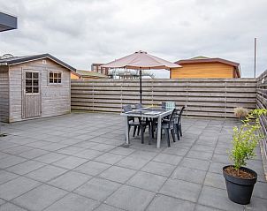 Private terrace of Chalet Bregkoog 261, Chaletpark Bregkoog, De Koog, Texel. Ideal place for outdoor dining and relaxing.