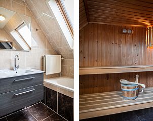 Stylish bathroom and sauna in Villa 304, De Koog, Texel for a relaxing vacation experience.