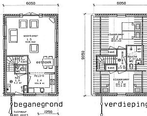 Floor plan of Pauwenhof Texel vacation home in De Koog, ground and first floor.