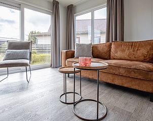 Bright sitting area with a view in Chalet Bregkoog 36, Chaletpark Bregkoog, De Koog, Texel.