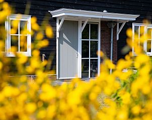 Ingang van Residence Rustiek in De Koog, Texel met kleurrijke bloemen.