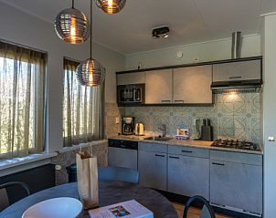 Modern kitchen of Zilte Bries vacation home in De Koog, Texel with dining area and appliances.