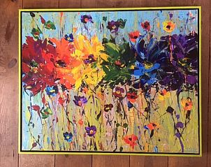 Blumen-Explosionsmalerei in Texel Villa Duinzicht, De Koog, Texel, knstlerisches Interieur auf den Watteninseln.