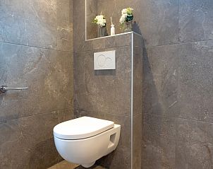 Stilvoller Toilettenraum im Ferienhaus Schoonoord in Den Burg, Texel, mit eleganten Details und modernem Look.