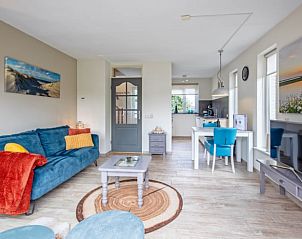 Spacious living room in Cottage in Den Burg, Texel, vacation home with modern furnishings on the Wadden Islands.