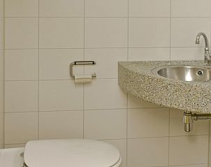 Compacte badkamer in Vakantiewoning - Molenhuizen, Den Burg, Texel met toilet en wastafel.