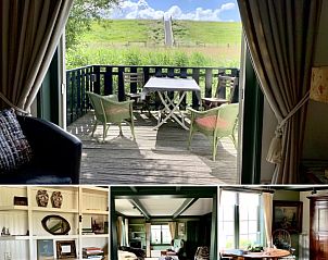 Innenbereich und Terrasse des Ferienhauses 't Kaaps Huussie in Oosterend, Texel mit Blick auf die Natur.