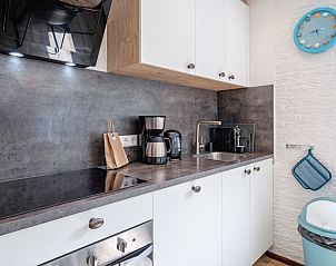 Compact, modern kitchen in vacation home de Parel 162, Bungalowpark de Parel, De Dennen, Texel, with all necessary amenities.