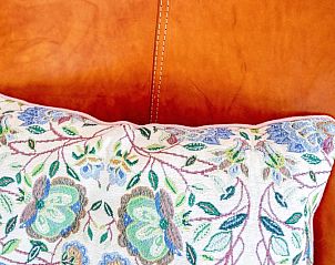 Detail of decorative pillow in Bungalowpark Uterste Coogh - Bungalow 128 - Gerrit, De Dennen, Texel.