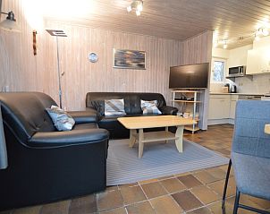 Gemtliches Wohnzimmer im Ferienhaus Tempelierweg 37, De Dennen, Texel mit Ledersofas.