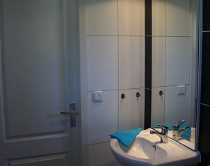 Stijlvolle wastafel in badkamer van Carpe Diem vakantiehuis, West, Terschelling.