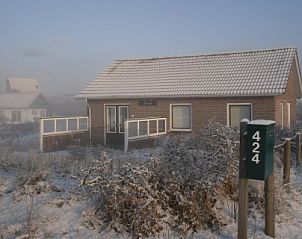 Schneebedecktes Ferienhaus Pirola in Midsland aan Zee, Terschelling, mit winterlichem Charme auf den Watteninseln.