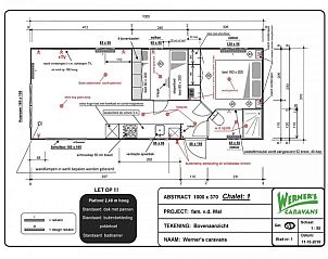 Plattegrond van WadRust chalet, Midsland Noord, Terschelling met indeling van kamers.